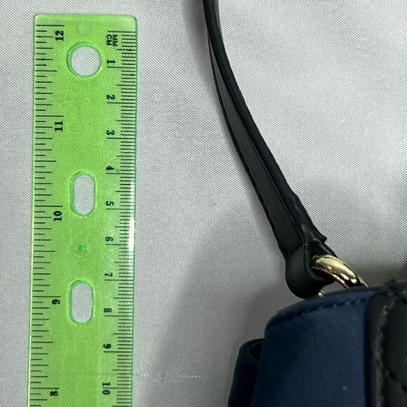 Karl Lagerfeld Paris Misto Black Leather and Blue Nylon Satchel Bag with Tags - Picture 9 of 15